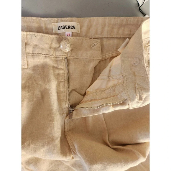 NWOT L'AGENCE Cropped Wide Leg Linen Pants Size 25 Beige - Picture 5 of 7